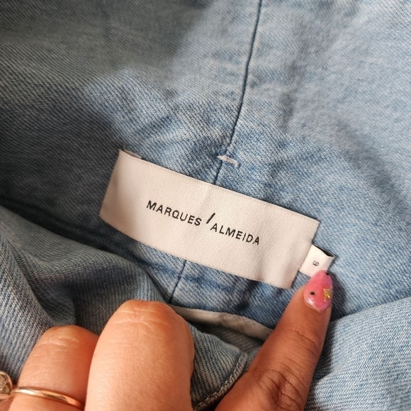 Marques Almeida Blue Denim Crossover Belted Buckle Jeans Designer Grunge Boho 6 - Picture 12 of 14